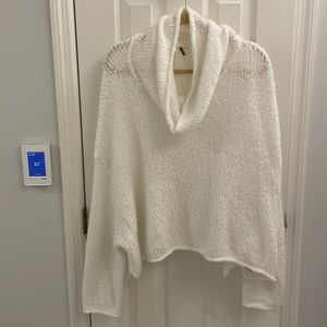 Free People cowl neck sweater, white/cream color, Sz M